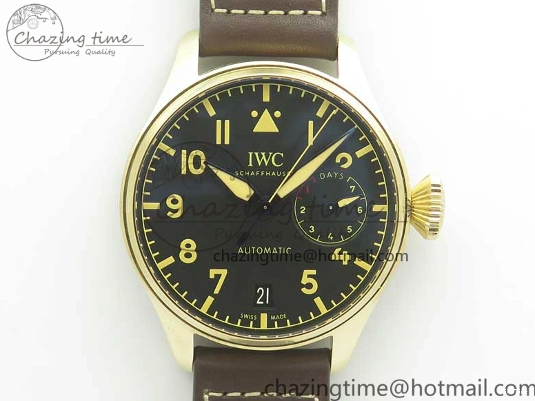 MIROTIME 0311 Big Pilot IW501005 Real Bronze ZF 1:1 Best Edition Black Dial on Brown Leather Strap A Sleek 7192